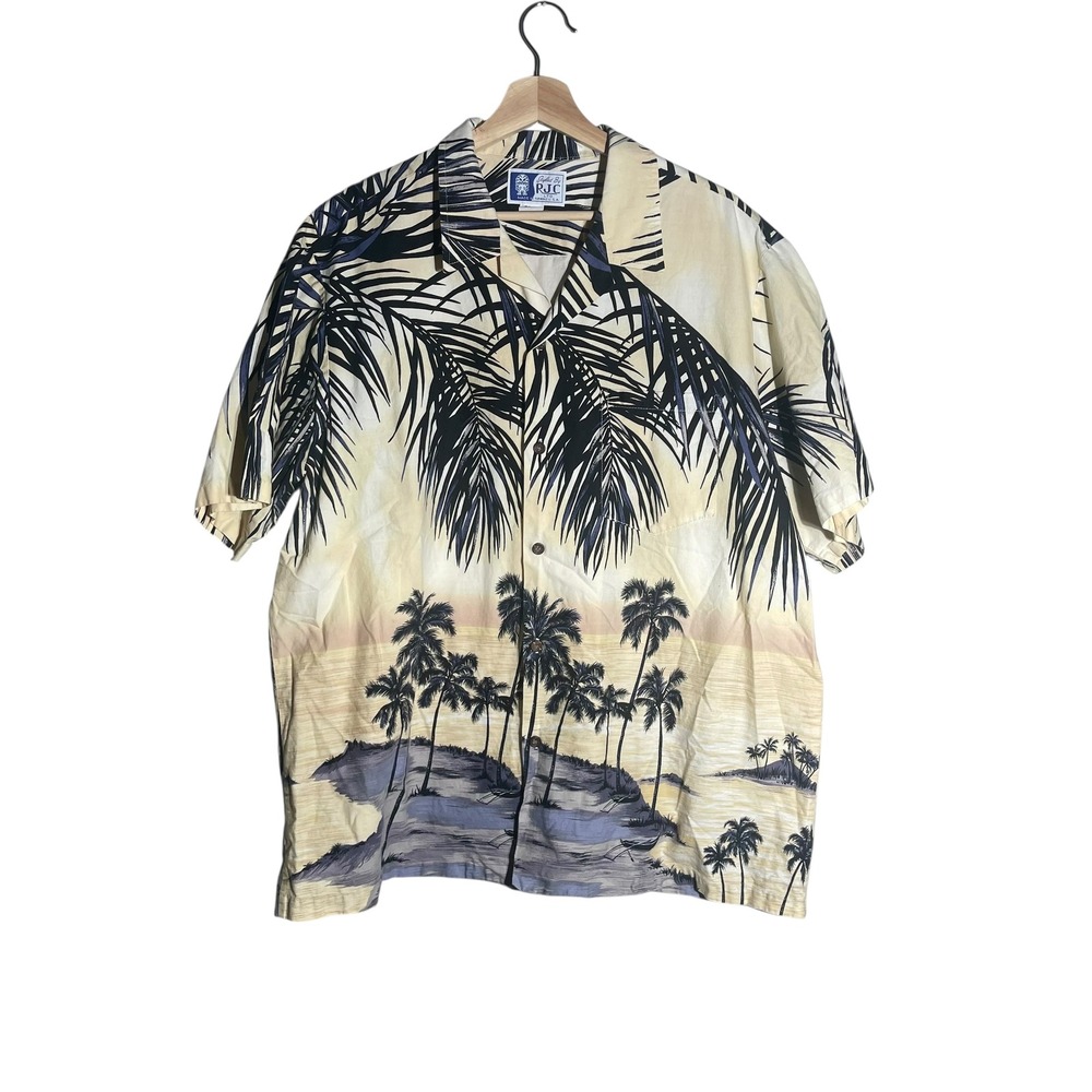 RJC LTD‎ Styled by Hawaiian Shirt Mens 2XL Palm Tree Island Tropical